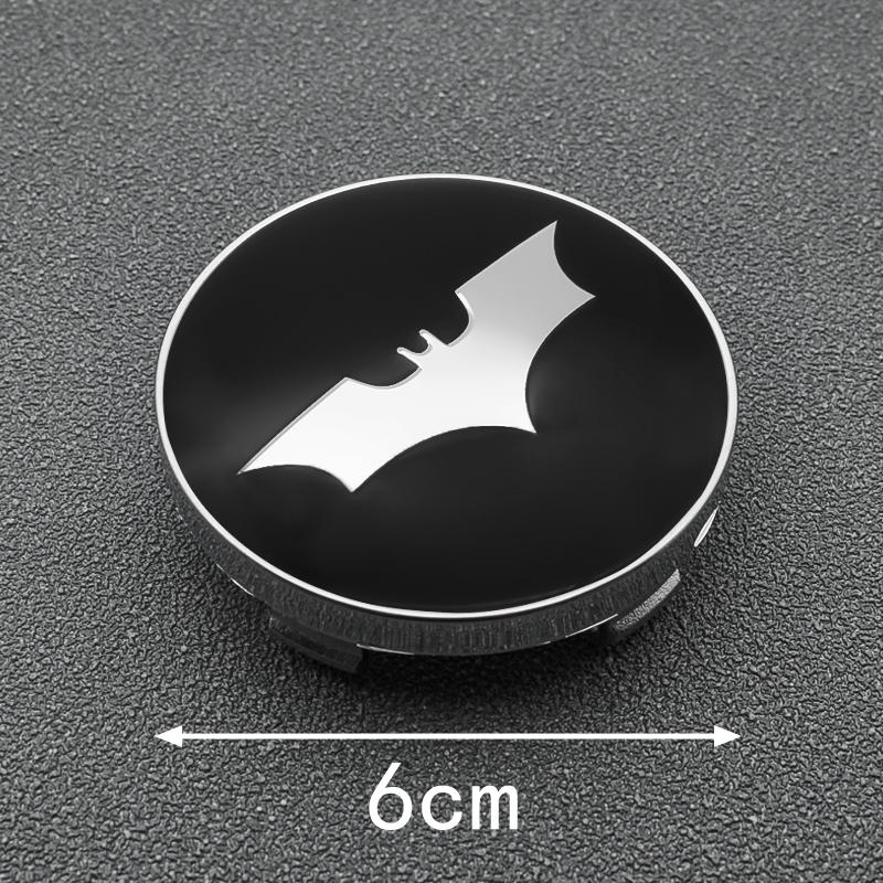 4pcs 56mm+60mm Car Styling Bat Logo Badge Car Wheel Center Hub Cap Rim Cover Emblem Stickers Decorative Decal Auto Accessories
