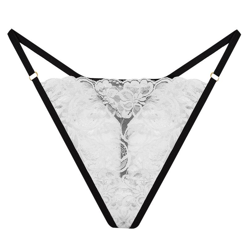 Women's Lace Thong: Low Waist, Hip Lift, High Cut, Metal Detail, Thin Strap, Sexy T-Pants