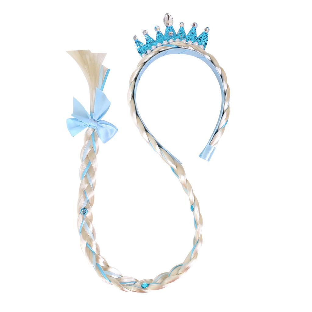 Rapunzel Frozen Wig Braids Kids Crown Princess Hairpin Headband Elsa Headgear Girls Hair Accessories
