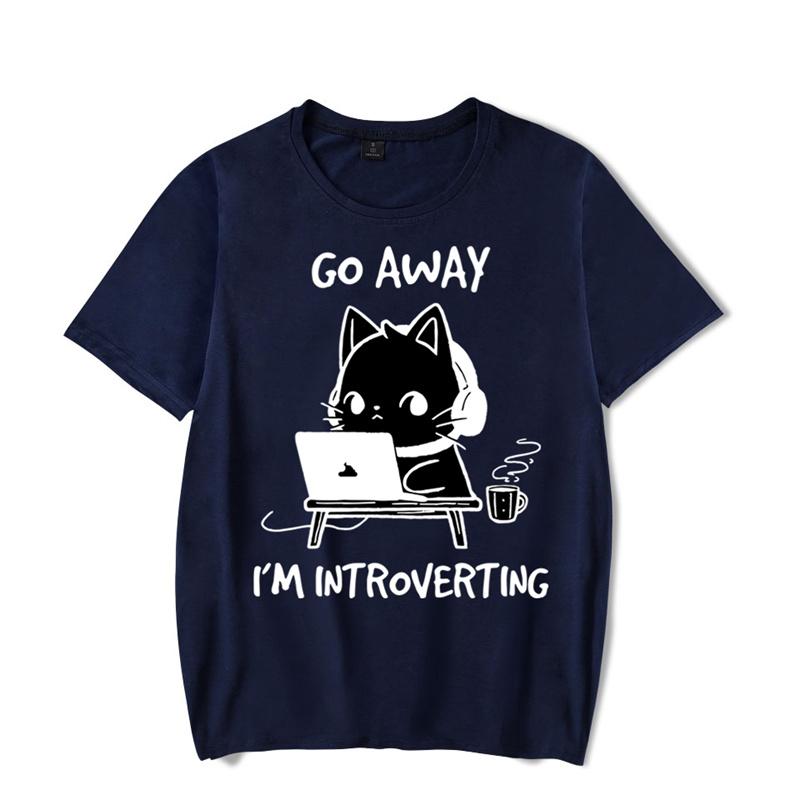 Футболки с графикой Go Away I'm Introverting, футболка с забавным котом, геймером, игровая футболка, топы, модные футболки в стиле Харадзюку, женские и мужские футболки