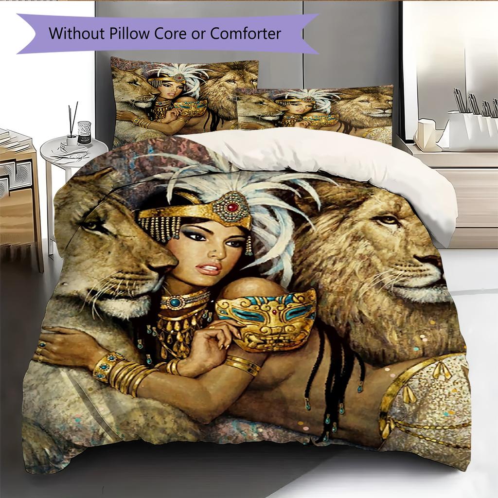 Постельное белье с рисунком «Король Лев» Домашний декор Подарок на день рождения (1 пододеяльник + 2 наволочки, без наполнителя)