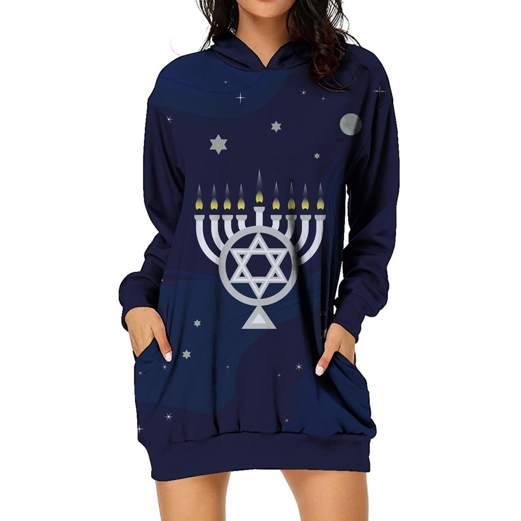 (радость выбирать)Женский повседневный пуловер с принтом, толстовка с длинным рукавом, платье с капюшоном и карманом