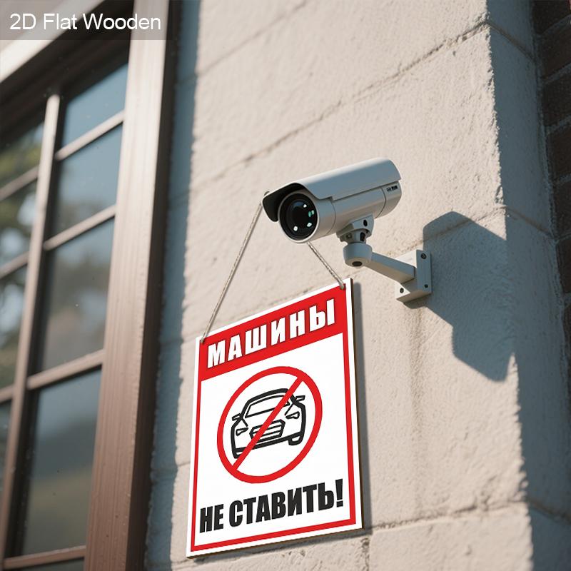 Русские Деревянные Предупреждающие Знаки Мониторинга Без Парковки - Прямоугольное Подвесное Украшение для Входной Двери, Декор Стен - Идеальный Подарок для Друга и Семьи