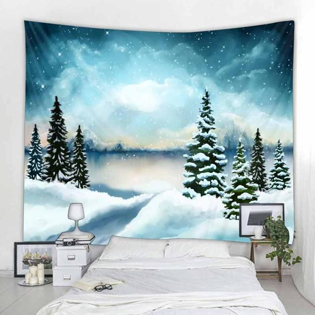 Рождественские украшения гобелен Санта-Клаус снежная сцена настенный подвесной хиппи фантазия сцена фон ткань богемное украшение дома