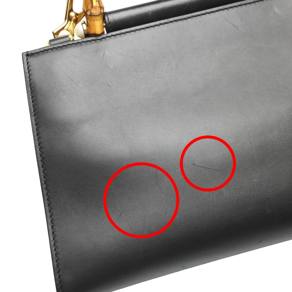 GUCCI leather 2 way bag Handbag leather black Women 459076 Used