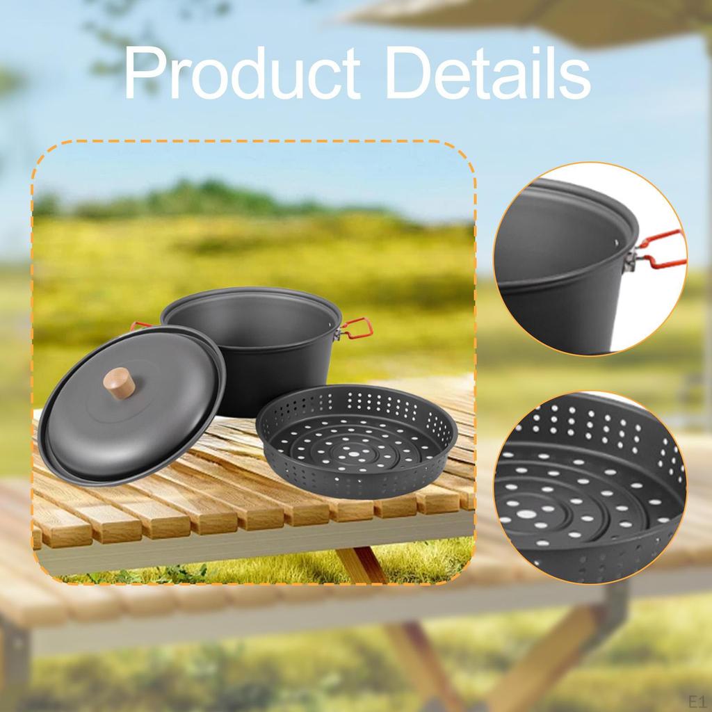 Camping Cookware Pot Tableware Saucepan Lightweight Outdoor Pots Pan Steamer for Hiking