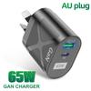 AU Plug 65W Gan Charger for Australia New Zealand PD 33W USB-C TypeC Fast Charger For iPhone 14 Xiaomi Samsung S22