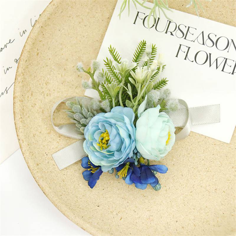 Гость, банкет, вечеринка, свадьба, стиль Мори, наручные цветы, свежий синий цвет, корсаж