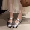 Темпераментные туфли Мэри Джейн с квадратным носком, женские летние 2025, новые, с открытой союзкой, с сумкой на носке, полушлепанцы на низком каблуке, французская плоская подошва, полуподнос