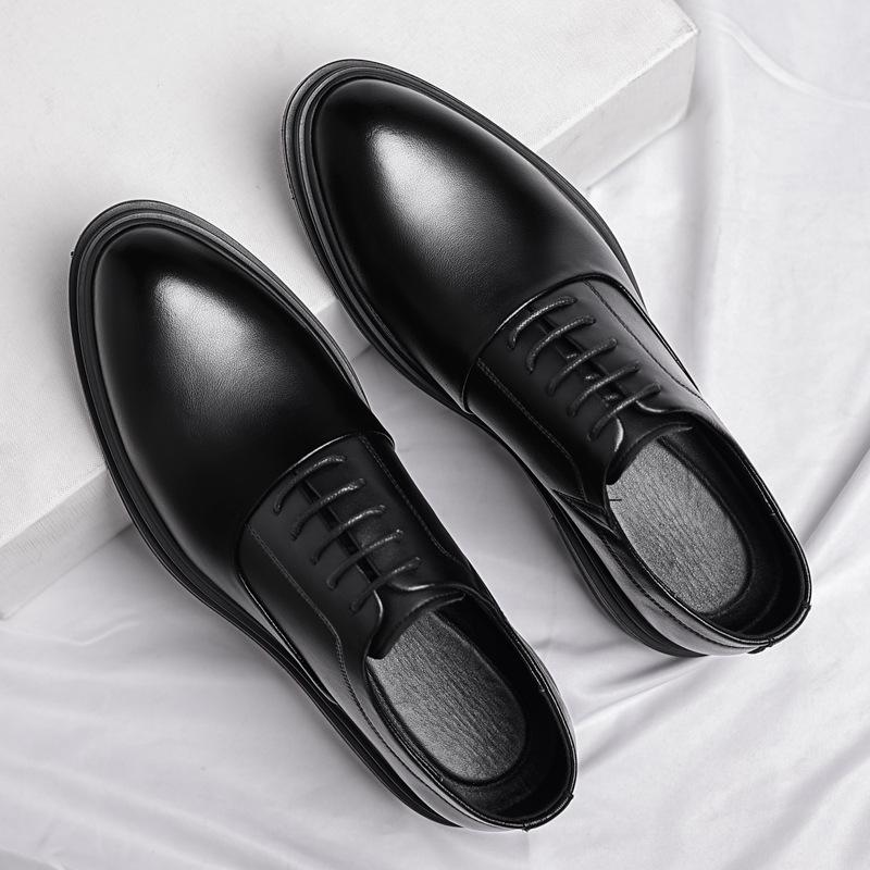 Leather Shoes Men's Business Inner Height Increase 8cm Casual Shoes Four Seasons Trend British Style Groom Wedding Shoes