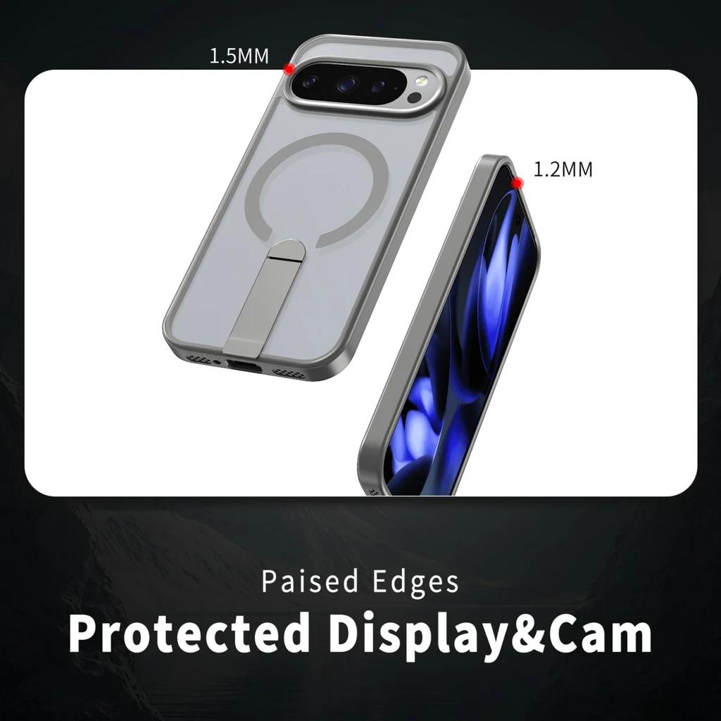 Матовый Полупрозрачный TPU+PC Чехол-Броня для Телефона с Беспроводной Зарядкой Для Google Pixel 10 9 Pro XL 9A Алюминиевый Держатель/Защитная Крышка для Камеры