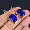 Медные украшения ручной работы с синим сапфиром, созданный в лаборатории драгоценный камень, удивительные серьги для нее