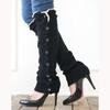 Осенние и зимние женские теплые шерстяные гетры выше колена однотонные кружевные носки с пуговицами