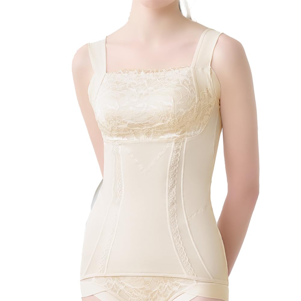 Bradelis New York Wireless Shapewear Bra Comfortable and Slimming Lacy Shaper 3L Cami, Bust-Up 24, Champagne,