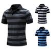 Men's Polo Shirt Breathable Comfortable Stripe Loose Men's Short Sleeve T-shirt