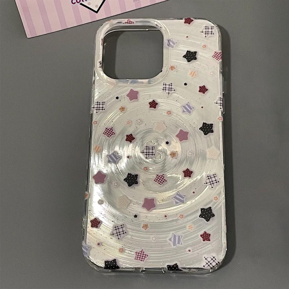 Y2k Stars Vortex Pattern Phone Case For iPhone 14 Pro Case iPhone 15 11 13 12 16 Pro Max Cartoon Shockproof Soft Silicone Cover