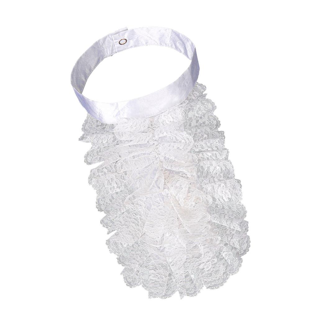 Victorian Renaissances Detachable Ruffled Lace Jabot False Collar for Steampunk Halloween Cosplay Costume Accessory
