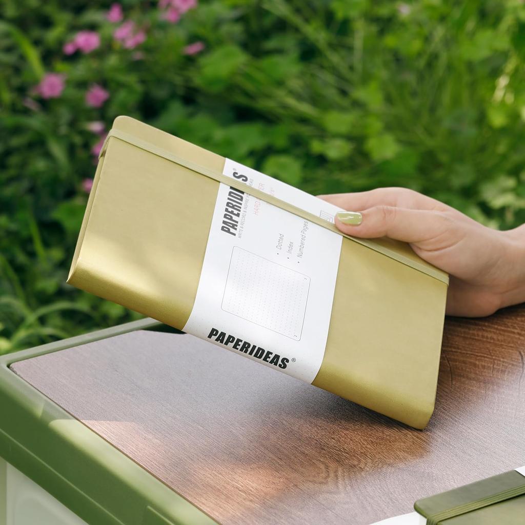 PAPERIDEAS A5 Полностью пронумерованный с резинкой Новый цвет Матча Блокнот, Твердый переплет, Страницы, Лента, (В линейку, Зеленый)