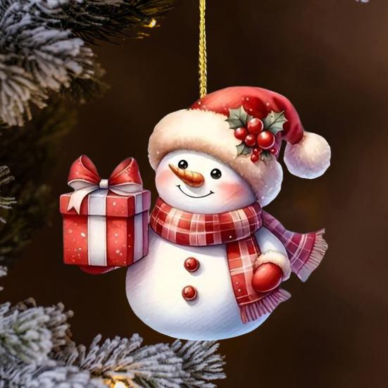 Подвеска в виде оленя Санта-Клауса, праздничная рождественская елка, подвесное украшение, акриловое украшение в виде мультяшного Санты