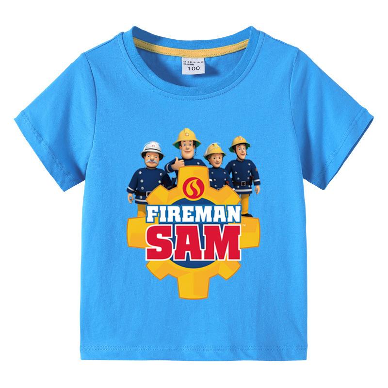 Anime Kids Tee Shirts Fireman Sam Graphic T Shirt for Boys Clothing Pop Hot Sale Girls Short Sleeved Tshirt Funny Kid y2k Tops