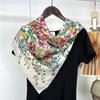 88*88cm Spring Autumn Pure Mulberry Silk Temperament Flower Garden Square Scarf Shawl Neckerchief Women Cloth Accessories
