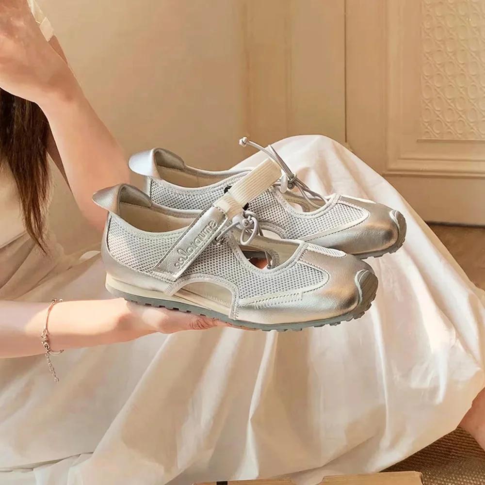 Кожаная версия туфель Мэри Джейн Повседневные на шнурке Мягкая подошва Женские Весна Лето Досуг Спортивные Контрастный цвет Слипоны