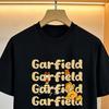 Garfield И футболка с повторяющимися буквами и Оди! Американский ретро, веселый принт, свободная короткая футболка, унисекс, оверсайз, парная футболка