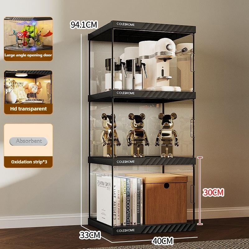 Bookcase Display Cabinet with Door, Dust-proof Bookshelf, Transparent Figurine Storage Model, Floor Standing Display Cabinet