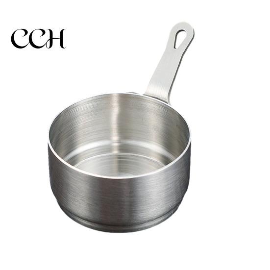 Small Stainless Steel Cooking Pot Sauce Cup with Handle Reusable Metal Dipping Cups High Temperature Resistant Condiment Server for Ketchup Appetizers