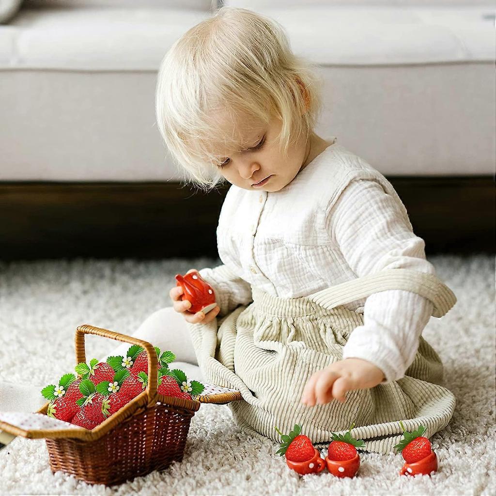 10Pcs Artificial Strawberry Lifelike Fruit Strawberries Photography Prop Home Kitchen Cabinet Party Ornament