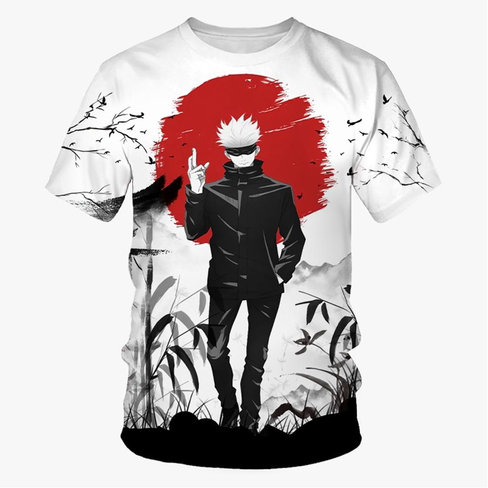 Summer Round Neck 3D Print Anime Pattern Top Fashionable Casual Short Sleeved Men's T-shirts