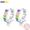 New 925 Sterling Silver Women Fashion Jewelry Heart Colorful Drip Glue Elegant Hoop Earrings Girl Birthday Gift Hook Ear Circle