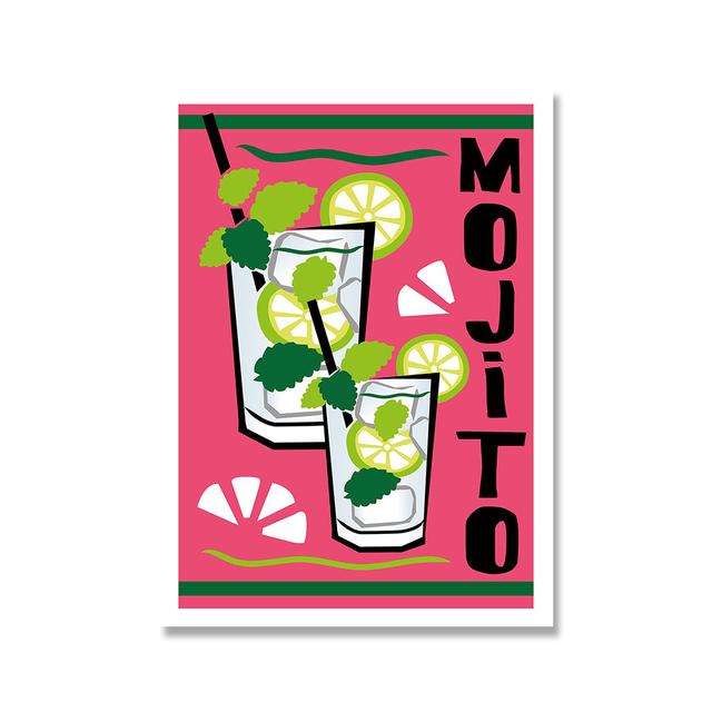 Джин Тоник Кухня Печатный Коктейль Настенная Картина Холст Картина Кухня Плакат Бар Клубная Жизнь Домашнее Украшение Мультфильм Напиток Картина