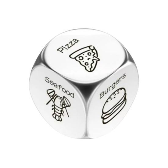 Date Idea Decider Dice Portable Stainless Steel Adults Couple Decision Dice 6 Sides Food Takeaway Decision Dice Girlfriend Boyfriend Gift