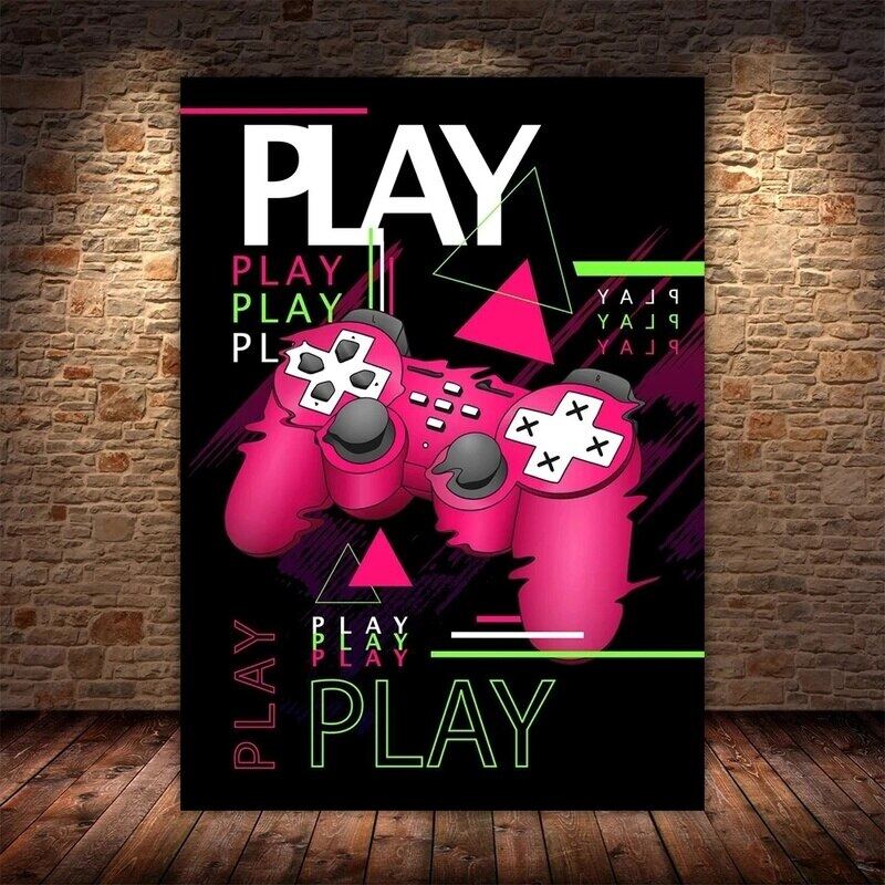 Игровая ручка Картина на холсте Красочные настенные художественные принты Постер с геймпадом HD Изображение Дети Подростковые игры Гостиная Домашнее украшение Подарок