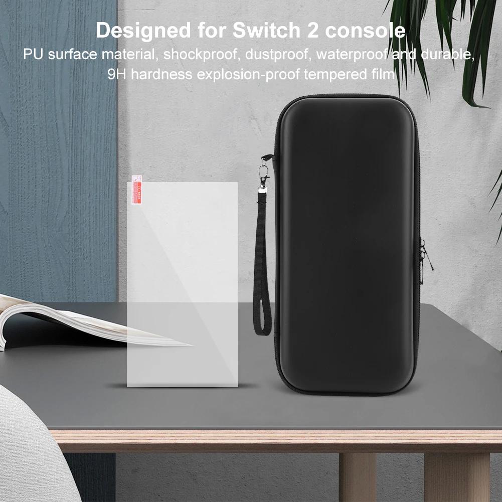 Carrying Case for Nintendo Switch 2 & Screen Protector Portable Hard Shell Pouch Carrying Travel Game Bag for Switch 2 Access