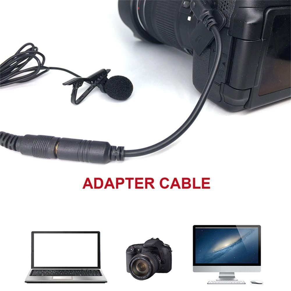 Portable Wired Condenser Lavalier Mic Microphones Handsfree Clip On Lapel