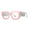 SO&EI Fashion Colorful Square Women Glasses Frame Clear Anti-Blu-Ray Spring Hinge Wide Legs Eyewear Men Optical Polygon Frame