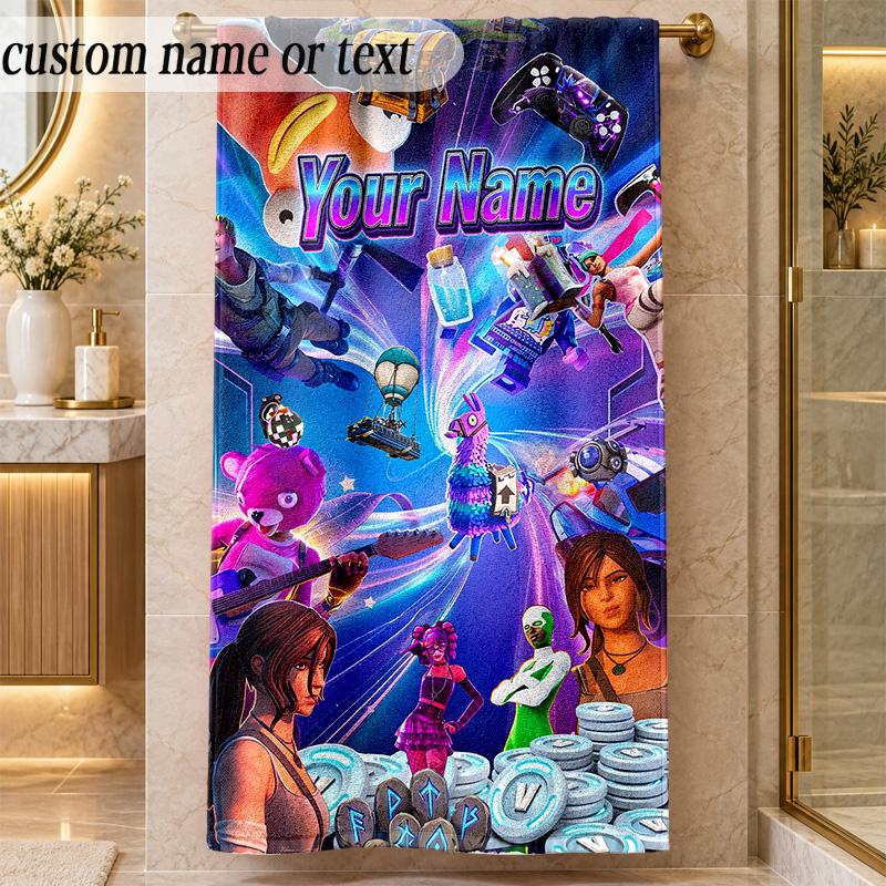 Beach TowelFortnite Custom Name Text Personalized Soft Towel for Beach Pool Indoor Home Decor Gift