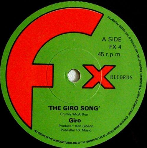 7-дюймовая пластинка GIRO - The Giro Song FX4 FX Records UK Регги, Ска и Даб Б/у