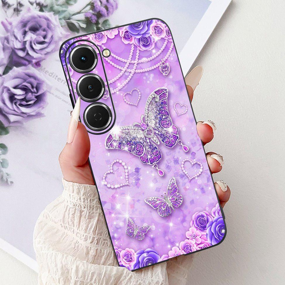 Чехол для Tecno Spark 40Pro KM6 Чехол для Techno Spark 40 Pro Чехол Силиконовый Роскошный Бабочка Любовь Мода Цветы Крутой Расписной
