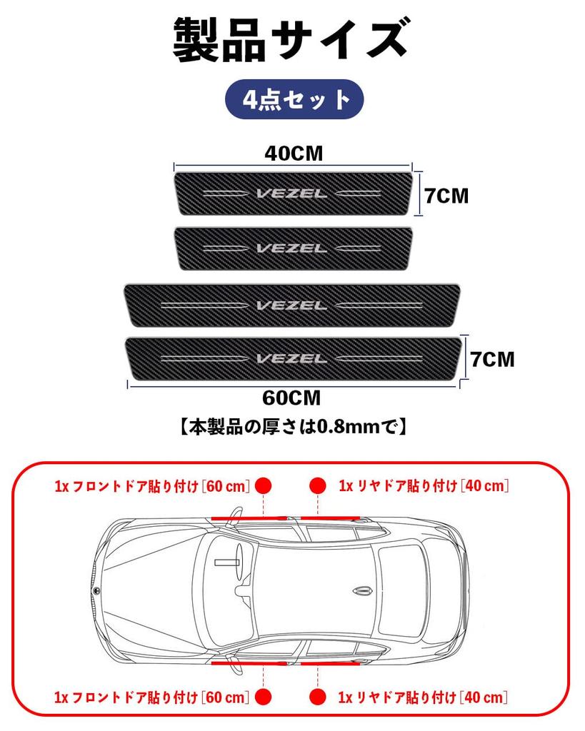 Защитные накладки на пороги HUDIY для Honda Vezel RV6 2021 Дизайн из карбоновой кожи Накладки от царапин Комплект защиты от грязи и царапин с японскими инструкциями по установке