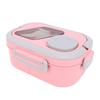 Plastic Lunch Box Large Capacity Compartmentalized Double Layer Student Food Storage Container Box with Spoon
