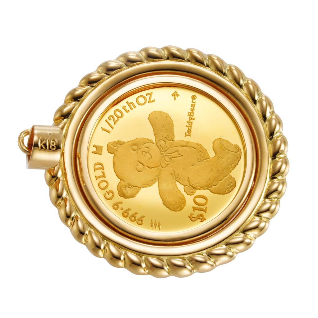 Подвеска-монета из чистого золота K24 Топ Мишка K18 Дизайн Рамка Гравировка [SPERANZA] 1/20 унции №13
