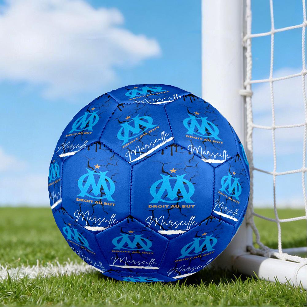 Olympique Football Crest Printed Size 5 Soccer Balls, High-Quality, Anti-Slip, Protective Football, A Unique Gift , Birthdays, Christmas Gifts