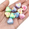 10Pcs Fashion Light Color Series UV Plated Two Color 3D Love Heart Loose Beads Jewelry Accessories DIY Bracelets Necklace Making