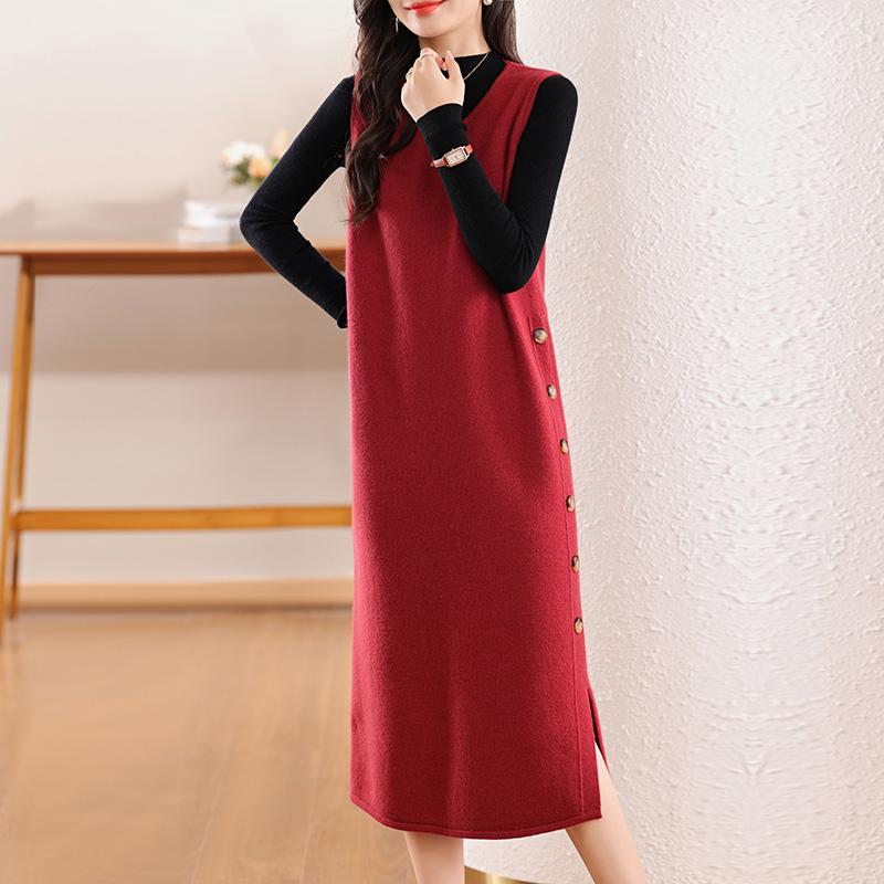 Женское кашемировое платье Qinghe кашемир 30% кашемир 70% шерсть осенне-зимняя кашемировая юбка мягкая и теплая