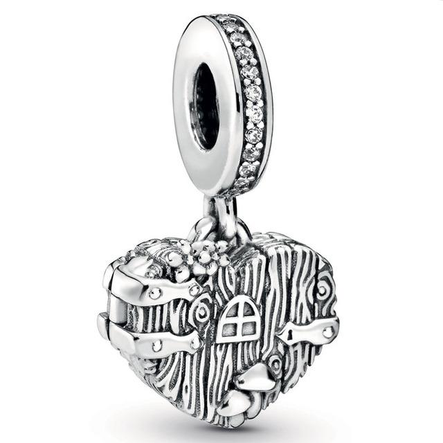 Новинка, подвеска из стерлингового серебра 925 пробы, от руки, мама, сердце и крылья ангела, подвеска в виде генеалогического дерева, бусина, подходит для модного браслета, ювелирные изделия своими руками