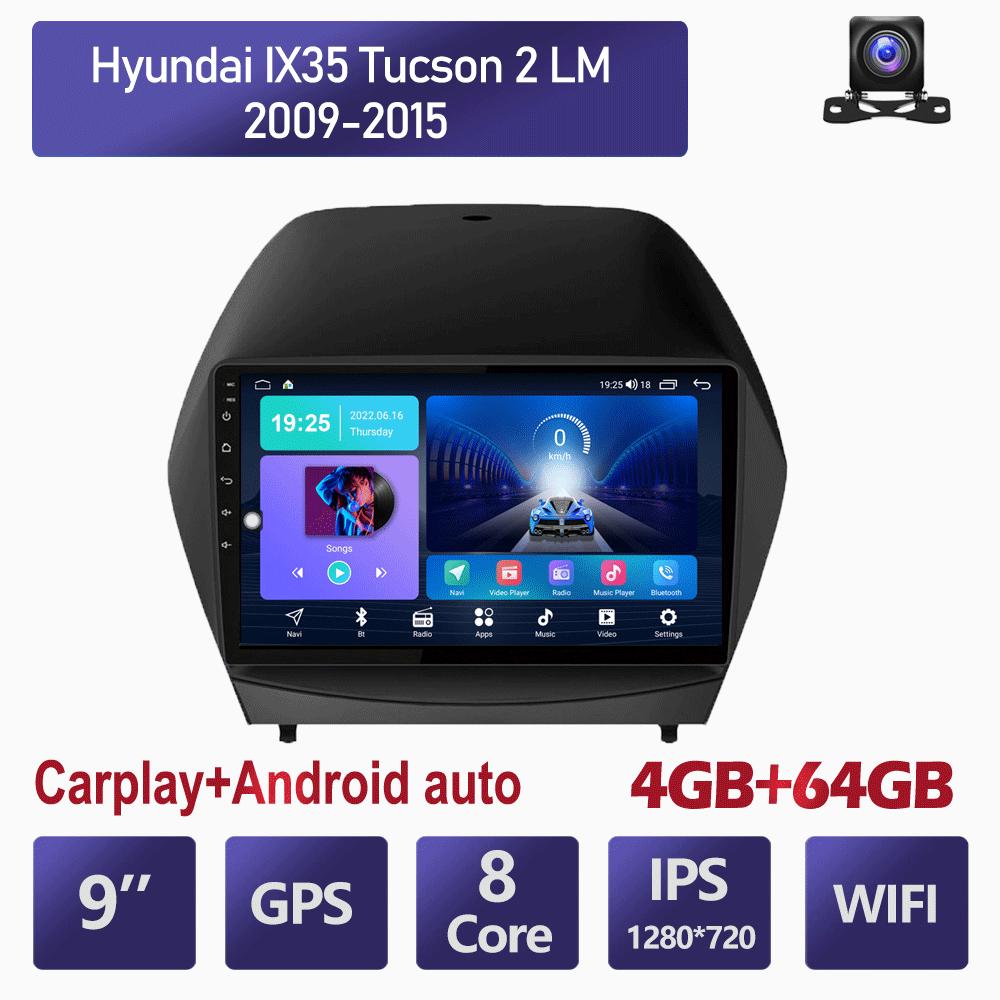 9-дюймовый автомобильный радиоприемник на базе Android Carplay для Hyundai IX35 Tucson 2 LM 2009-2015, автомобильный мультимедийный видеоплеер, GPS-навигация, WIFI, 4 + 64 ГБ