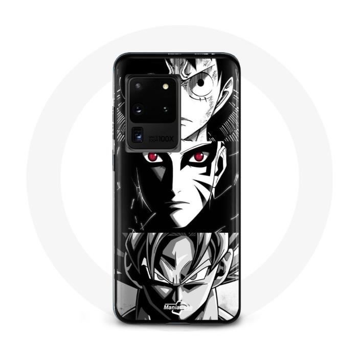Case for Samsung Galaxy S20 Ultra Sangoku Naruto Luffy One Piece Dragon Ball Z Black and White Background Anime Manga - Maniacase